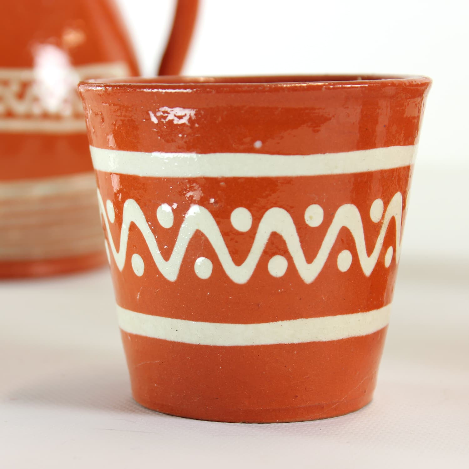 Komplet do napojów, ceramika brązowy ciemny, Czechy, lata 60. - 168952