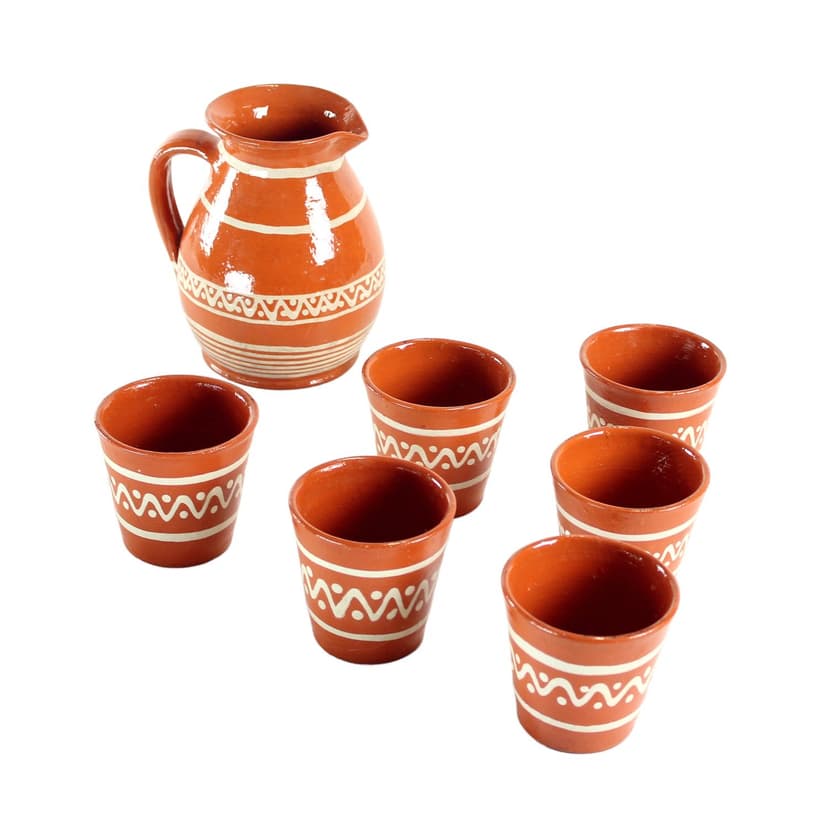 Komplet do napojów, ceramika brązowy ciemny, Czechy, lata 60.