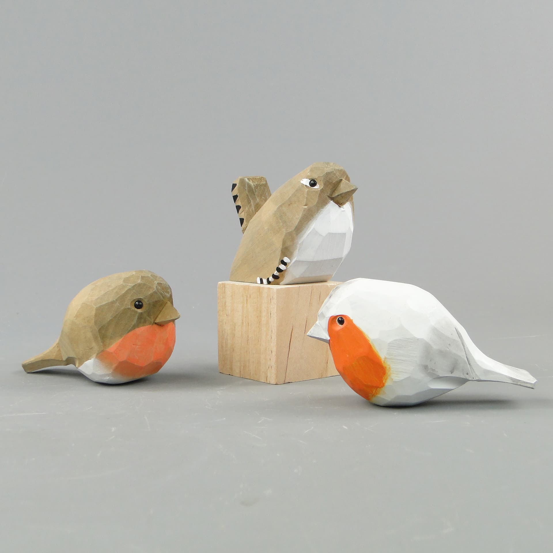 Set of Three Bird Figurines, rustic, multicolor, wood, 21st c. - 168993