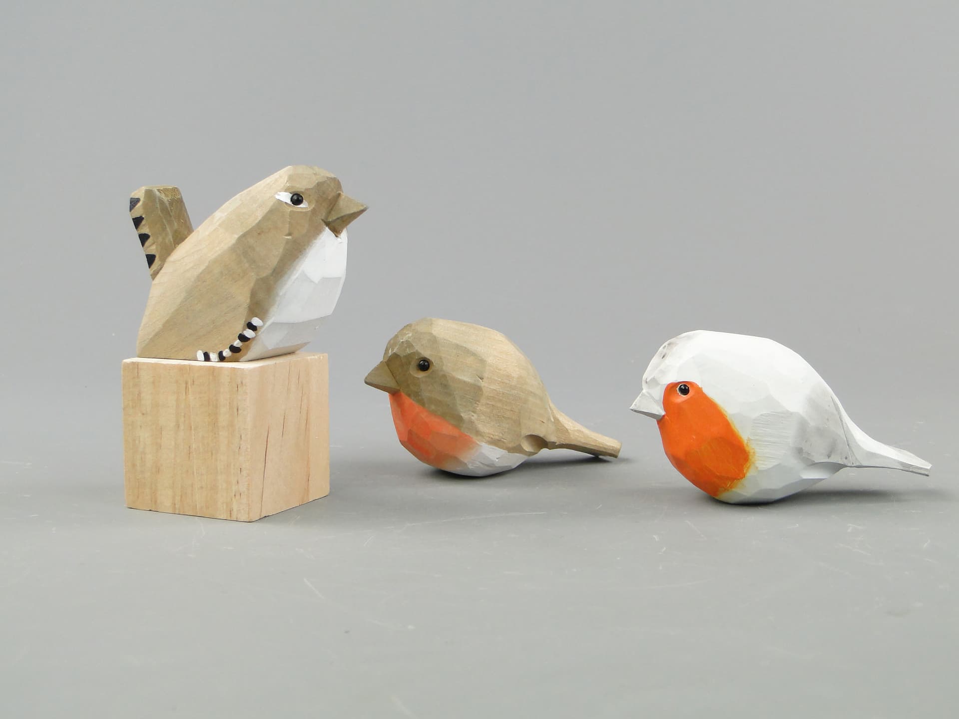 Set of Three Bird Figurines, rustic, multicolor, wood, 21st c. - 168990