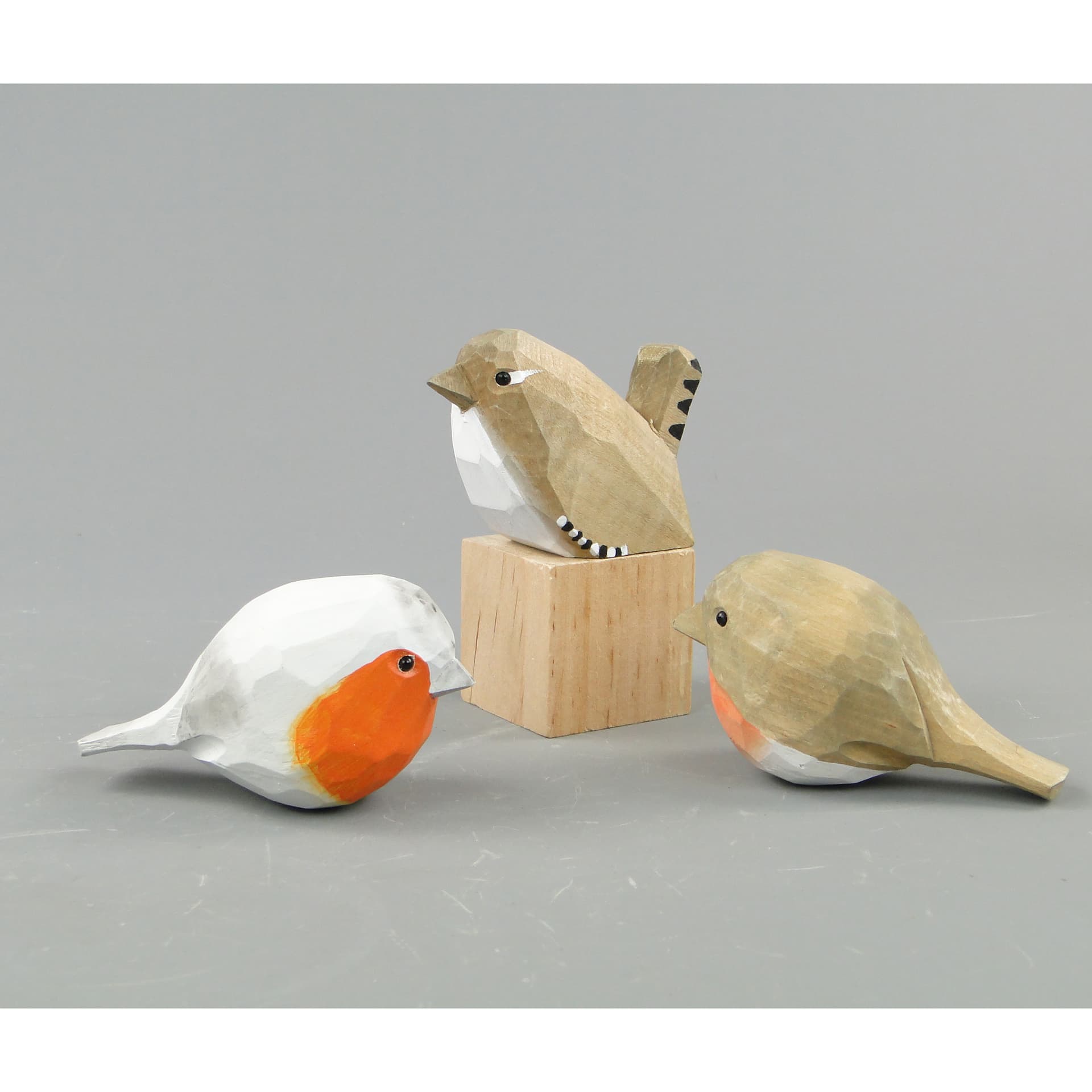 Set of Three Bird Figurines, rustic, multicolor, wood, 21st c. - 168987