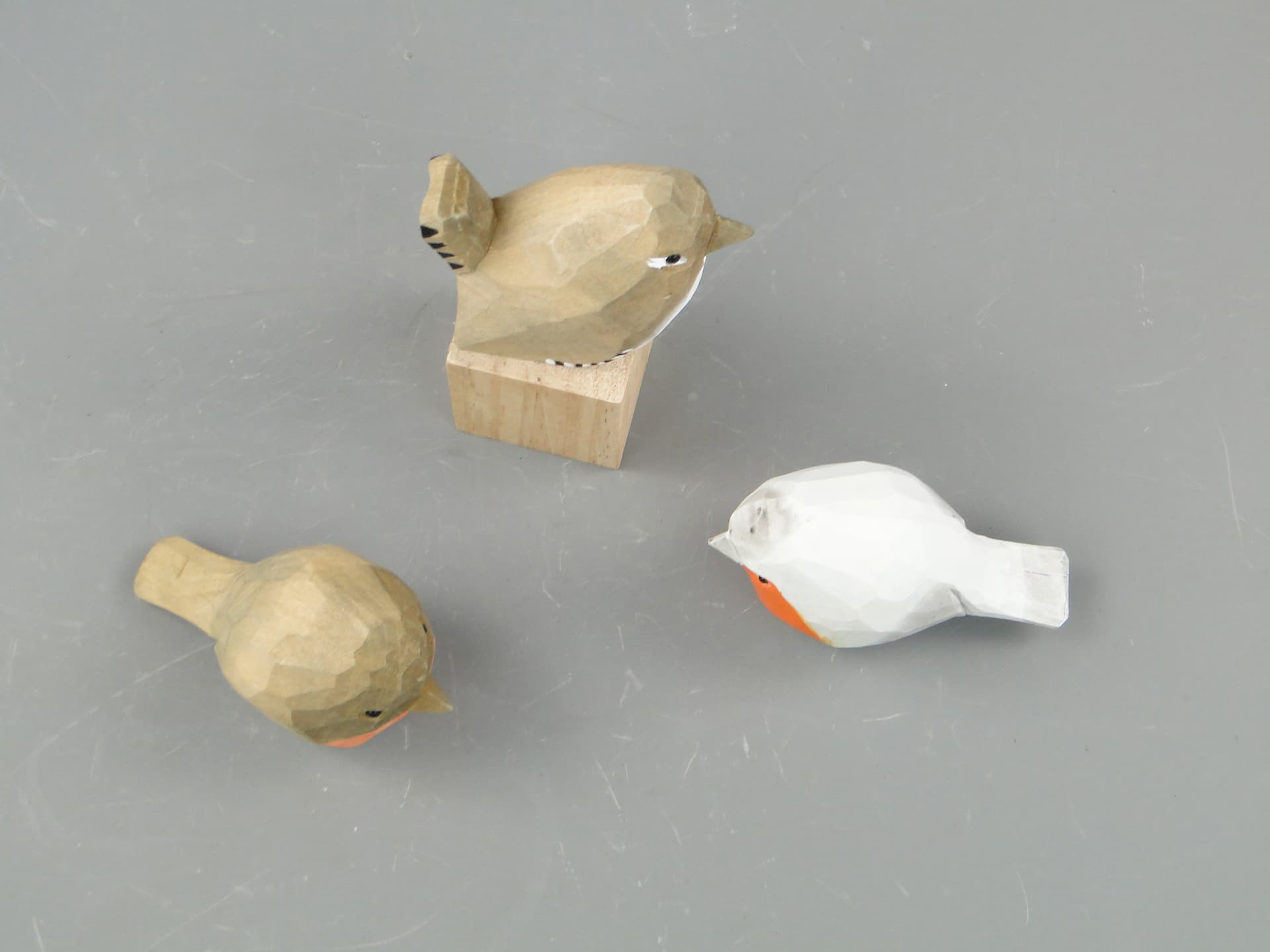 Set of Three Bird Figurines, rustic, multicolor, wood, 21st c. - 168992