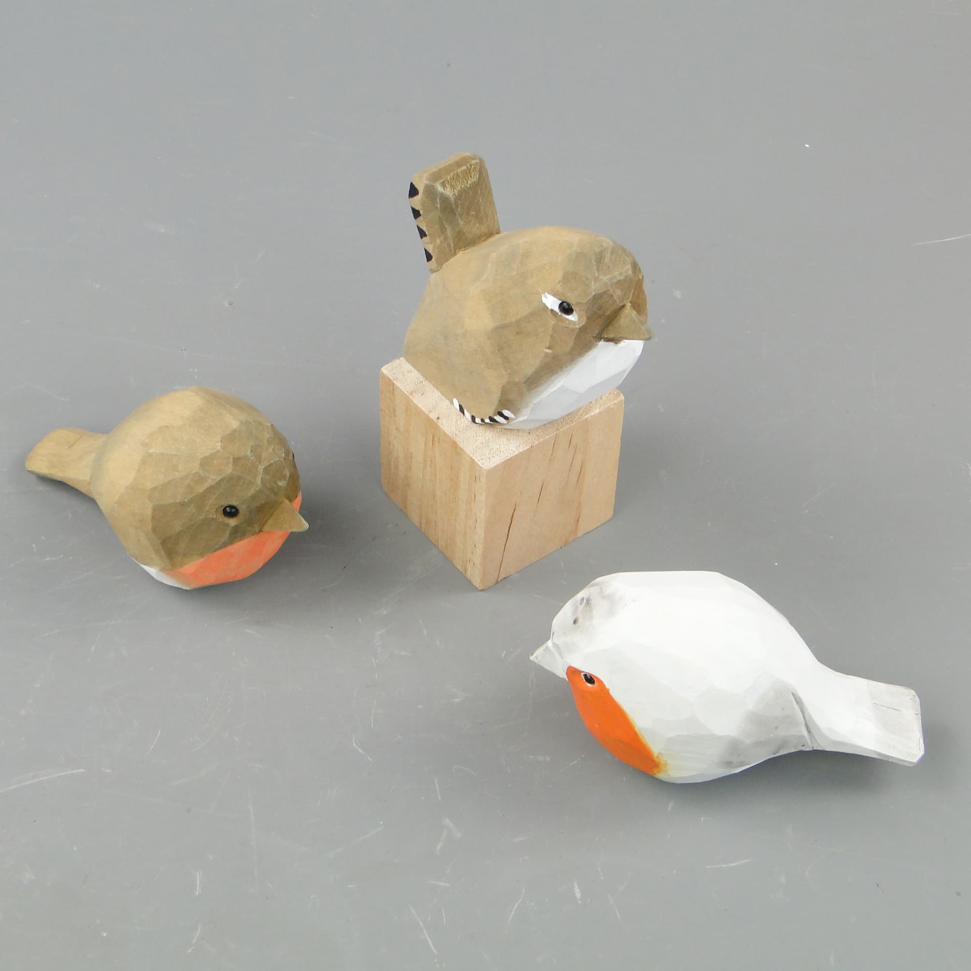 Set of Three Bird Figurines, rustic, multicolor, wood, 21st c. - 168994