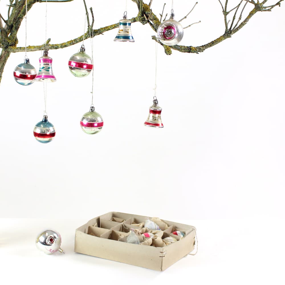 Set of 14 Christmas ornaments, multicolor glass, Czechoslovakia, 1960s. - 168996