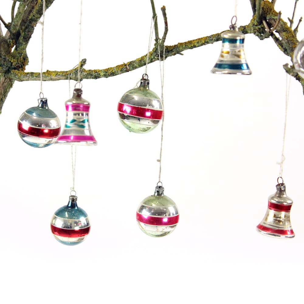 Set of 14 Christmas ornaments, multicolor glass, Czechoslovakia, 1960s. - 168997