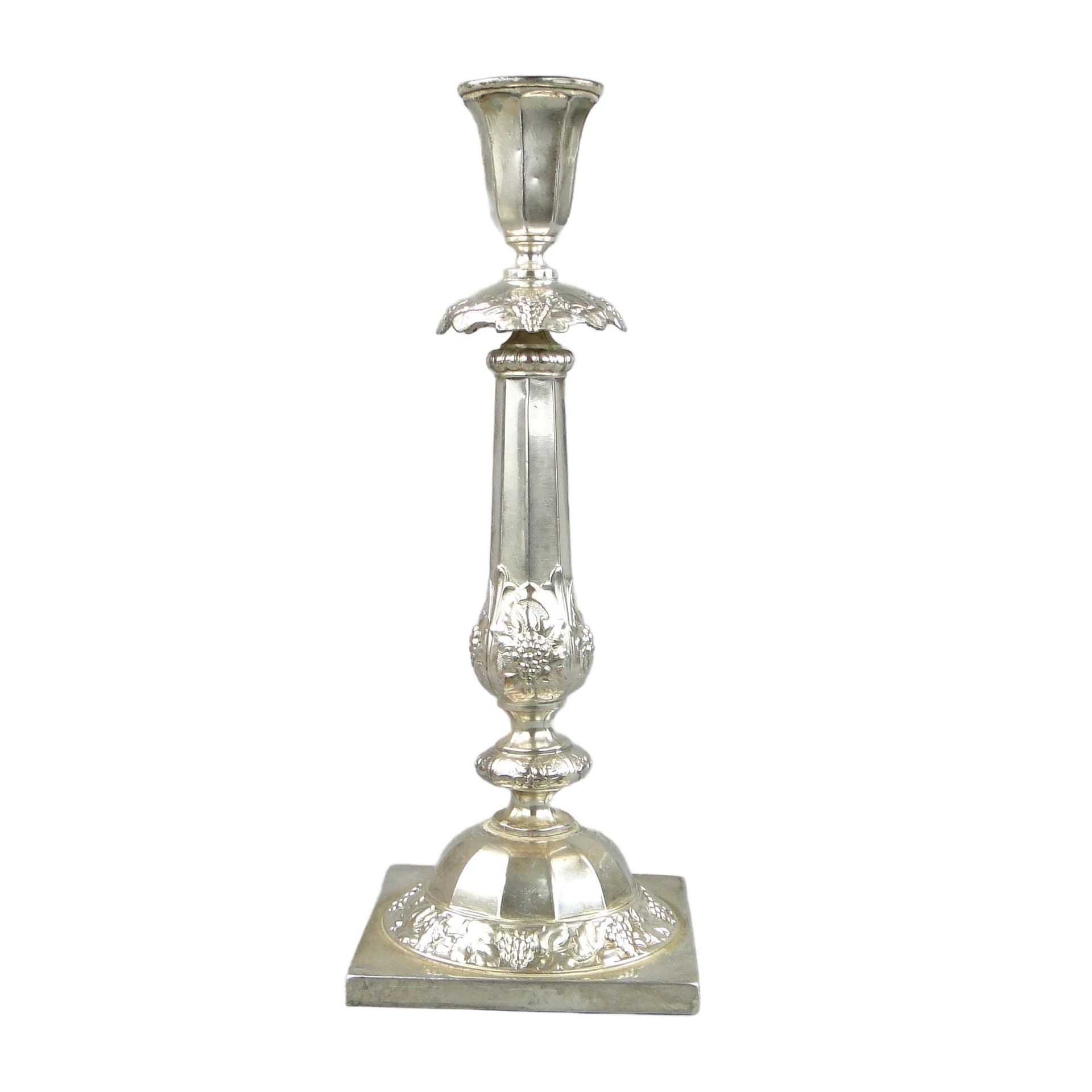 Baroque candlestick, silver-plated brass, Norblin, Poland, 19th c.