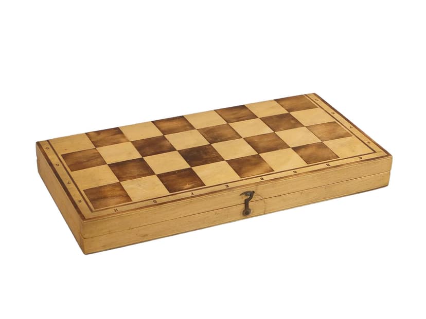 Komplet szachów, drewno brązowy jasny, Polska, lata 60.