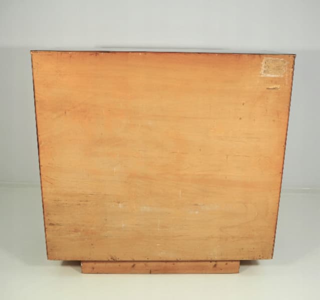 Sekretarzyk Art déco, brąz jasny, drewno, proj. J. Halabala, Czechy, lata 30. - 169080