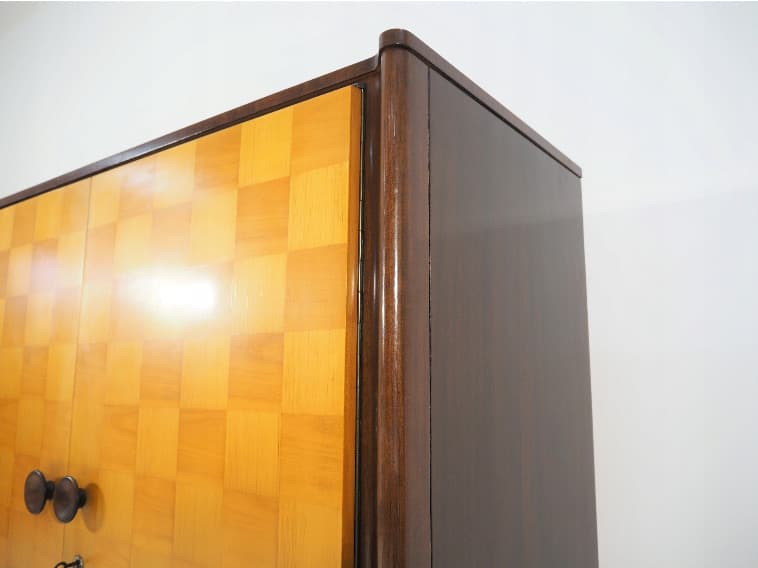 Sekretarzyk Art déco, brąz jasny, drewno, proj. J. Halabala, Czechy, lata 30. - 169077