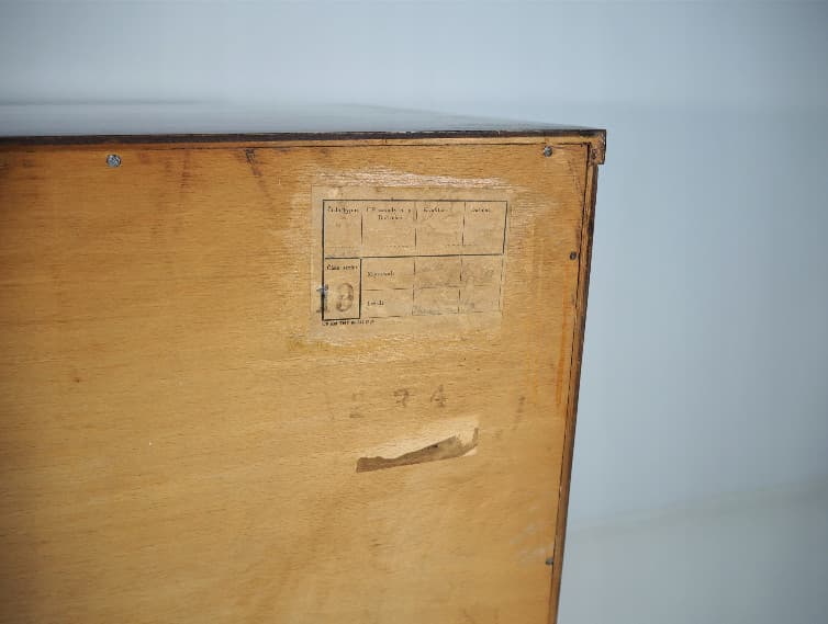 Sekretarzyk Art déco, brąz jasny, drewno, proj. J. Halabala, Czechy, lata 30. - 169079