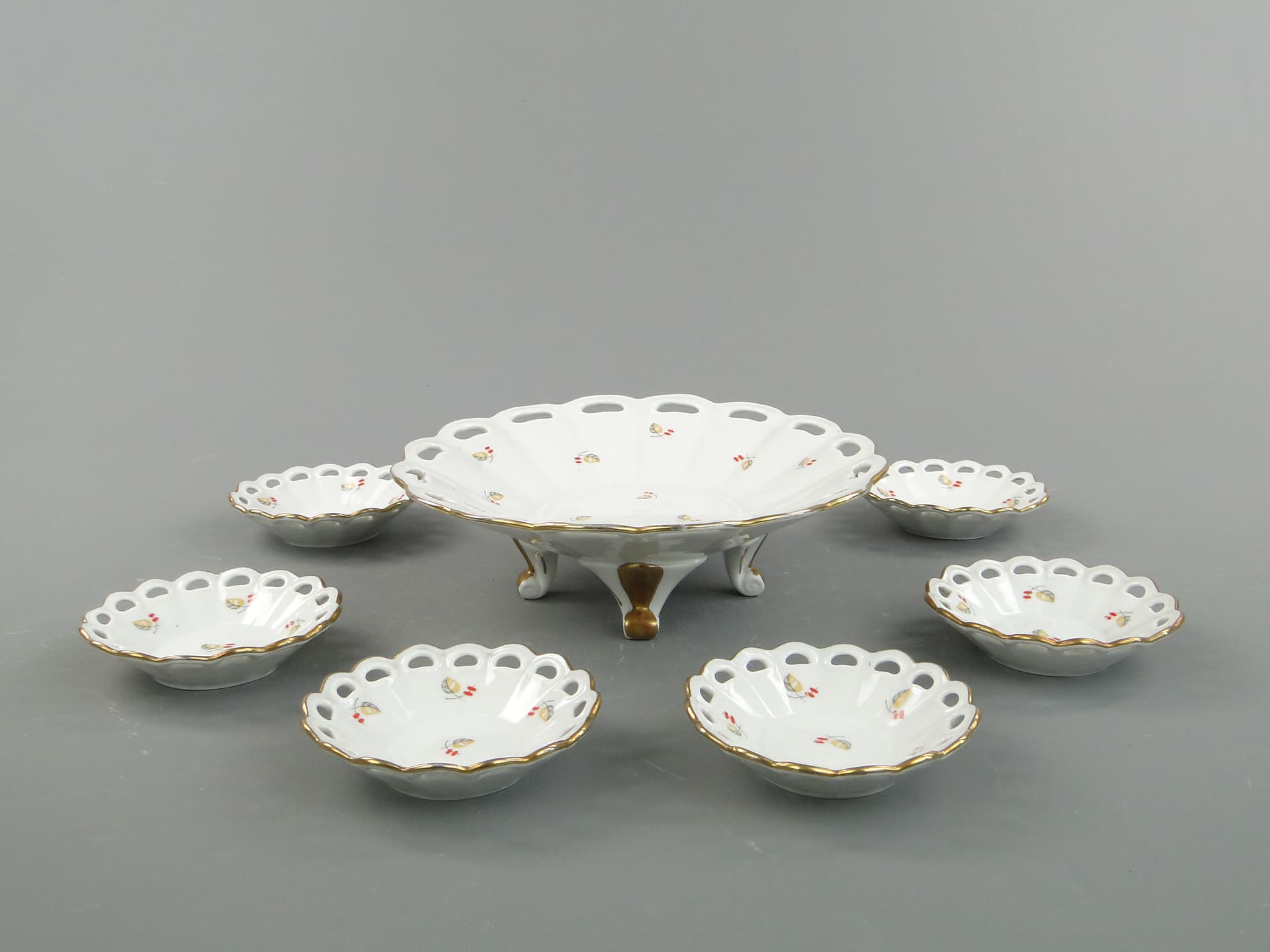 Zestaw naczyń do konfitur, Art déco, porcelana biel kości słoniowej, Ćmielów, Polska, lata 30. - 169138