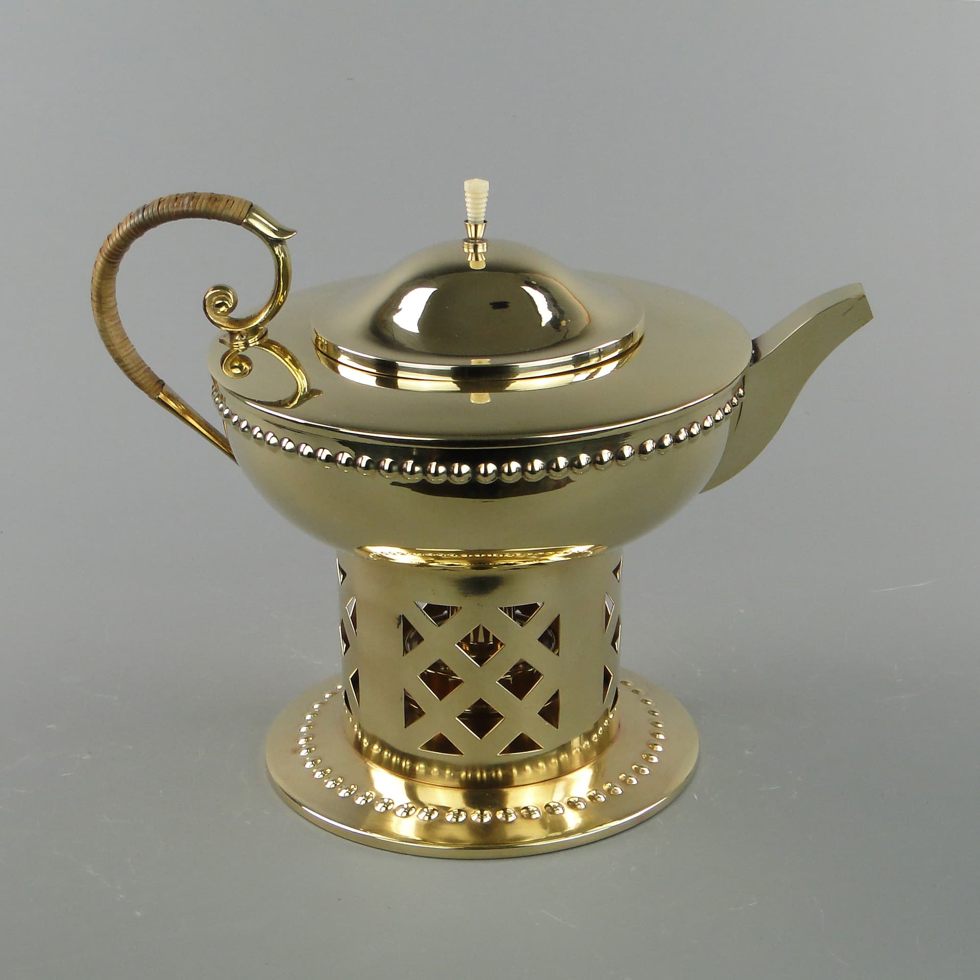 Art Nouveau spirit kettle, golden brass, by I. Taschner, Germany, 1900s - 169199