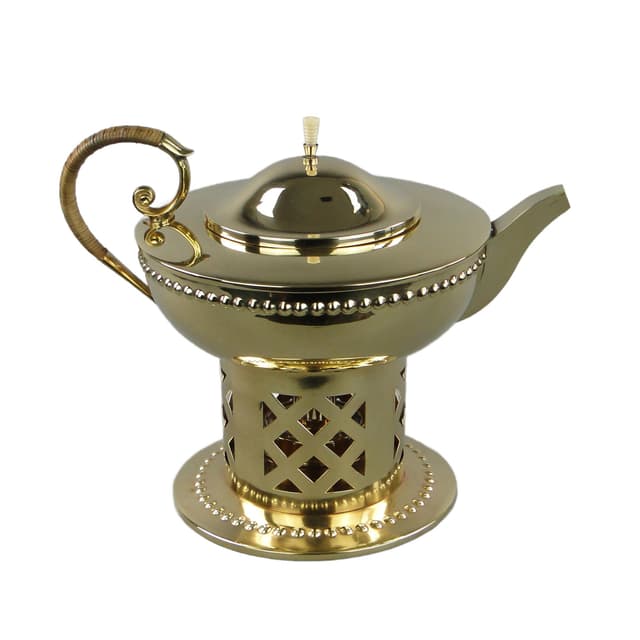 Art Nouveau spirit kettle, golden brass, by I. Taschner, Germany, 1900s - DIMENSION