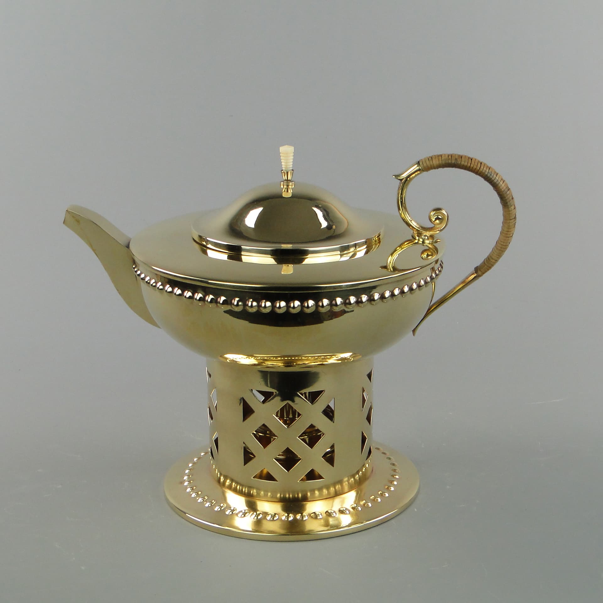 Art Nouveau spirit kettle, golden brass, by I. Taschner, Germany, 1900s - 169193