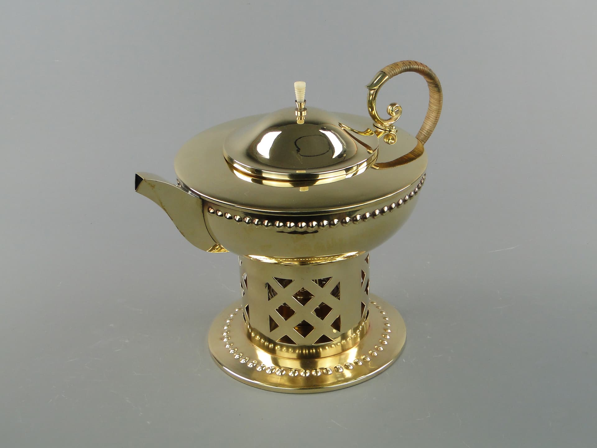 Art Nouveau spirit kettle, golden brass, by I. Taschner, Germany, 1900s - 169200