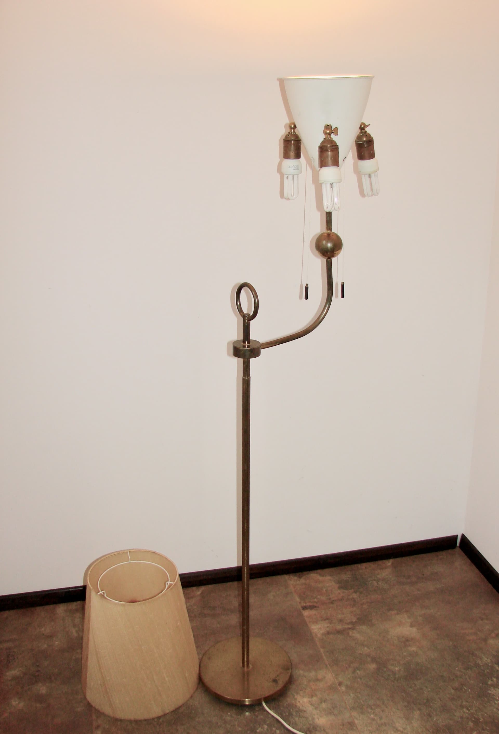 Lampa podłogowa Art Deco, złoty, mosiądz, lata 50. - 169270