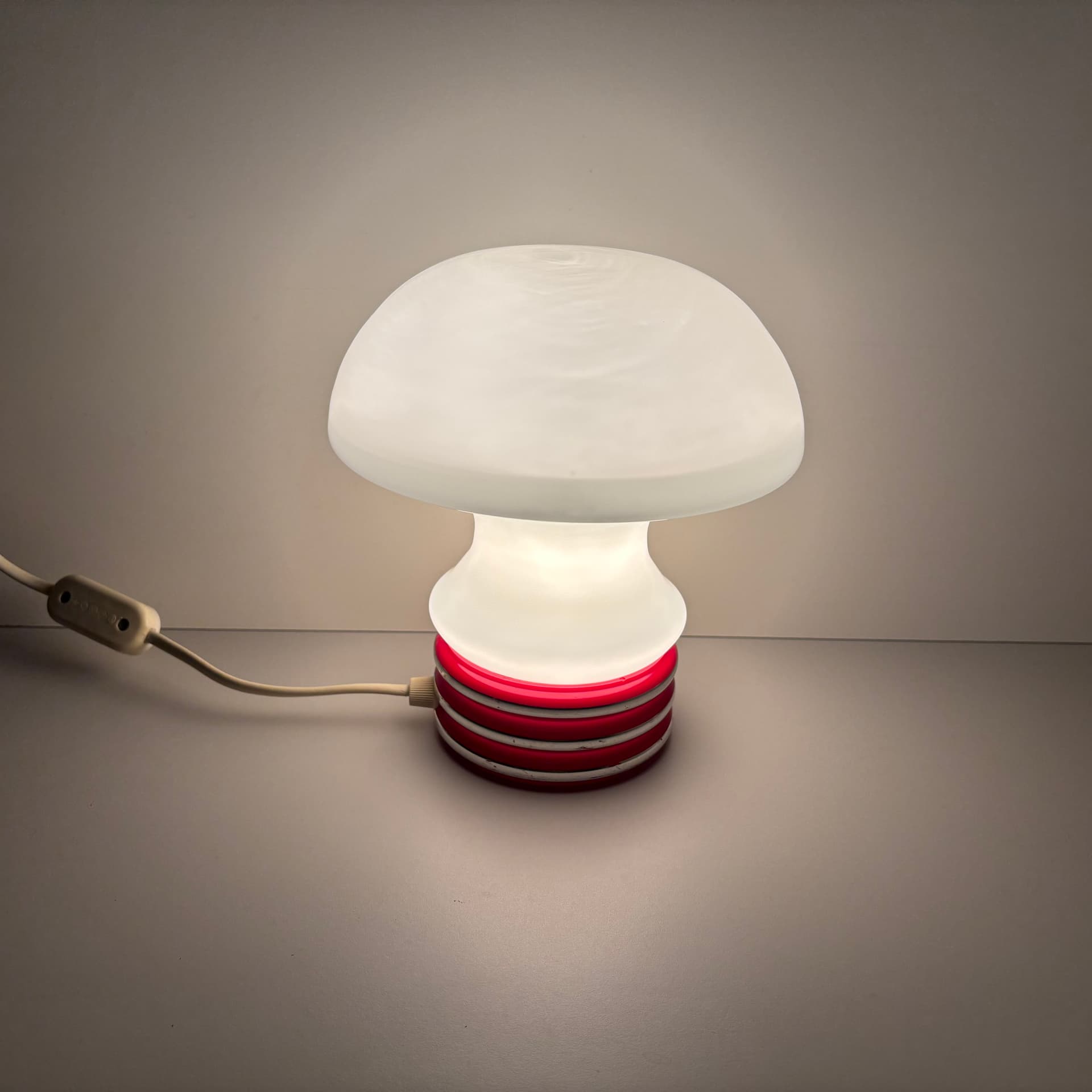 Bedside Lamp Space Age, opal glass, red plastic, Germany, 1970s. - 169289