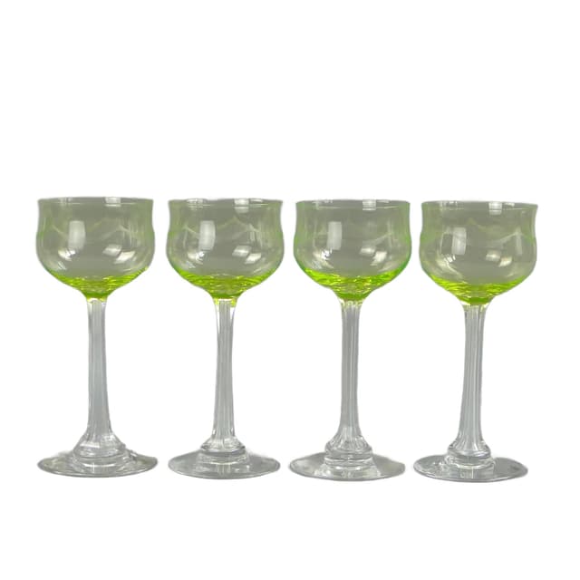 Uranium Art Nouveau Goblets, Józefina Glassworks, Poland, 1900s - DIMENSION