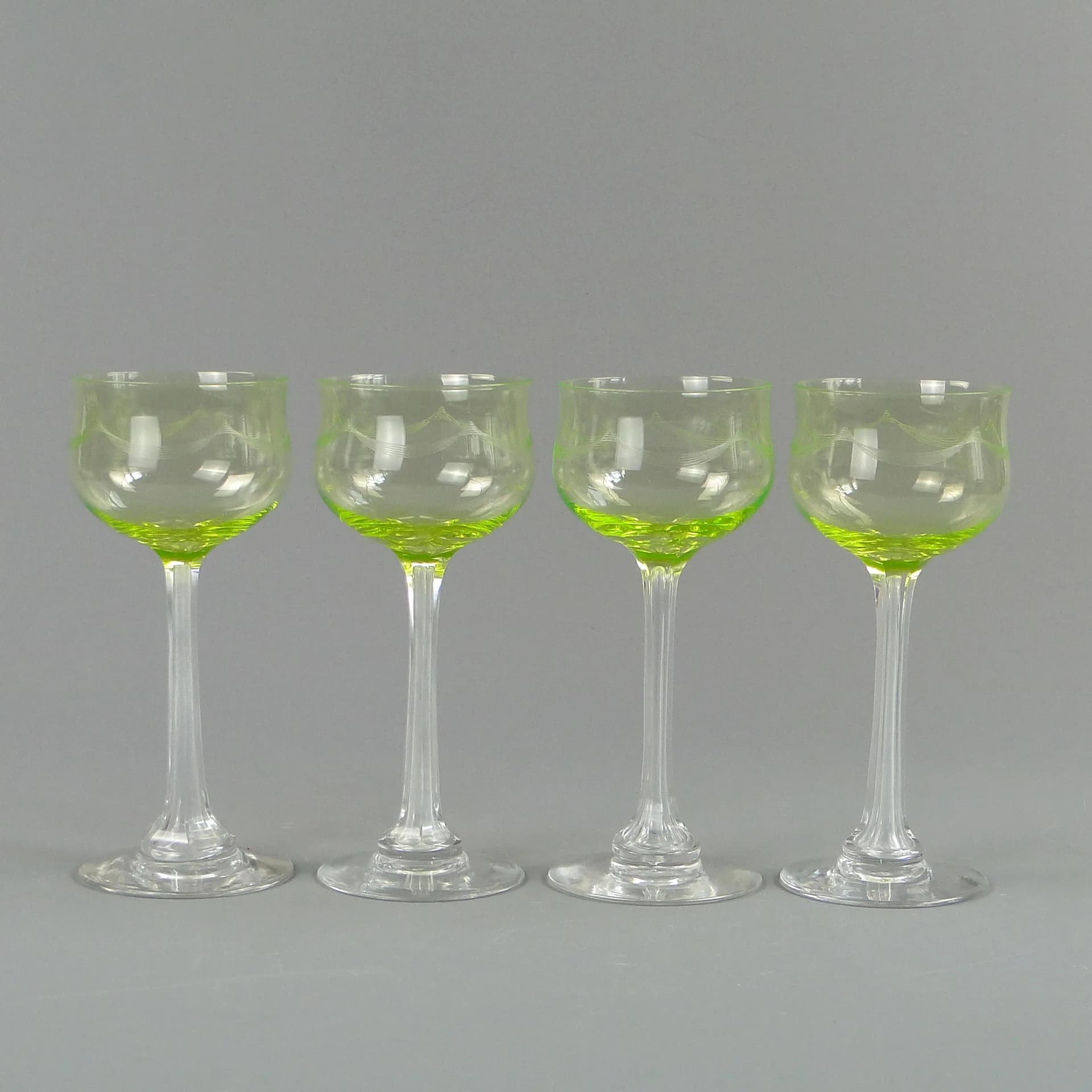 Uranium Art Nouveau Goblets, Józefina Glassworks, Poland, 1900s - 11194