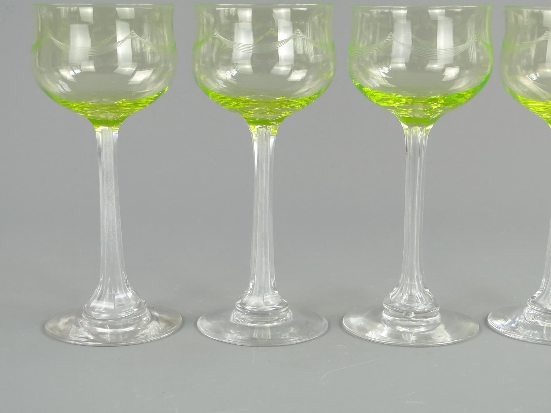 Uranium Art Nouveau Goblets, Józefina Glassworks, Poland, 1900s - 11198