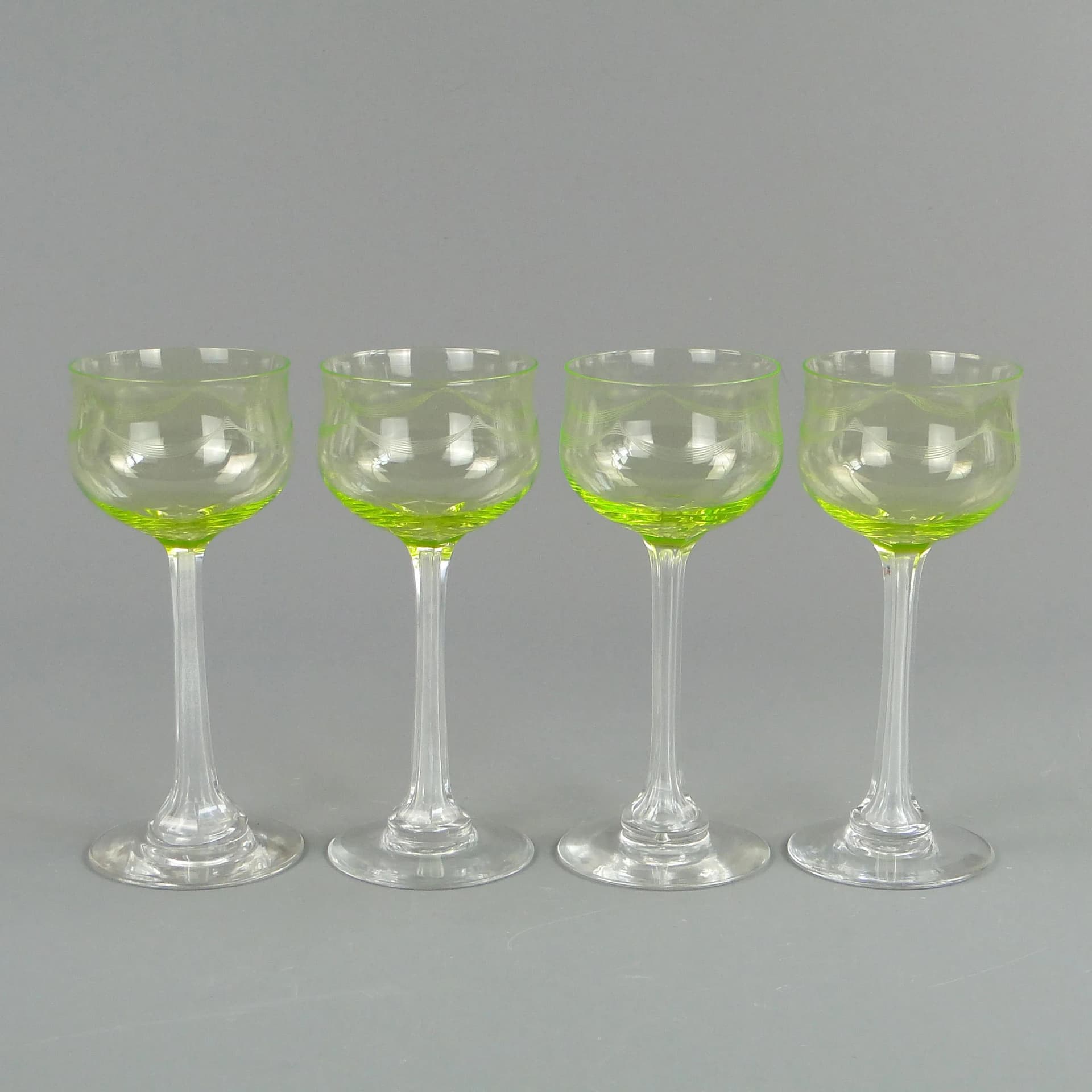 Uranium Art Nouveau Goblets, Józefina Glassworks, Poland, 1900s - 11196