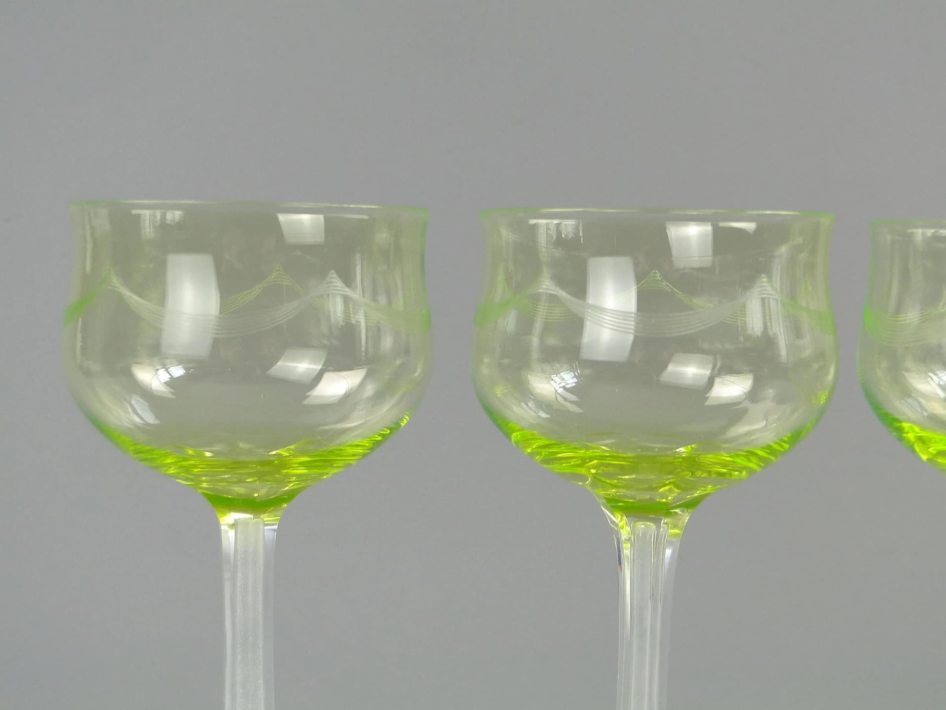 Uranium Art Nouveau Goblets, Józefina Glassworks, Poland, 1900s - 11195