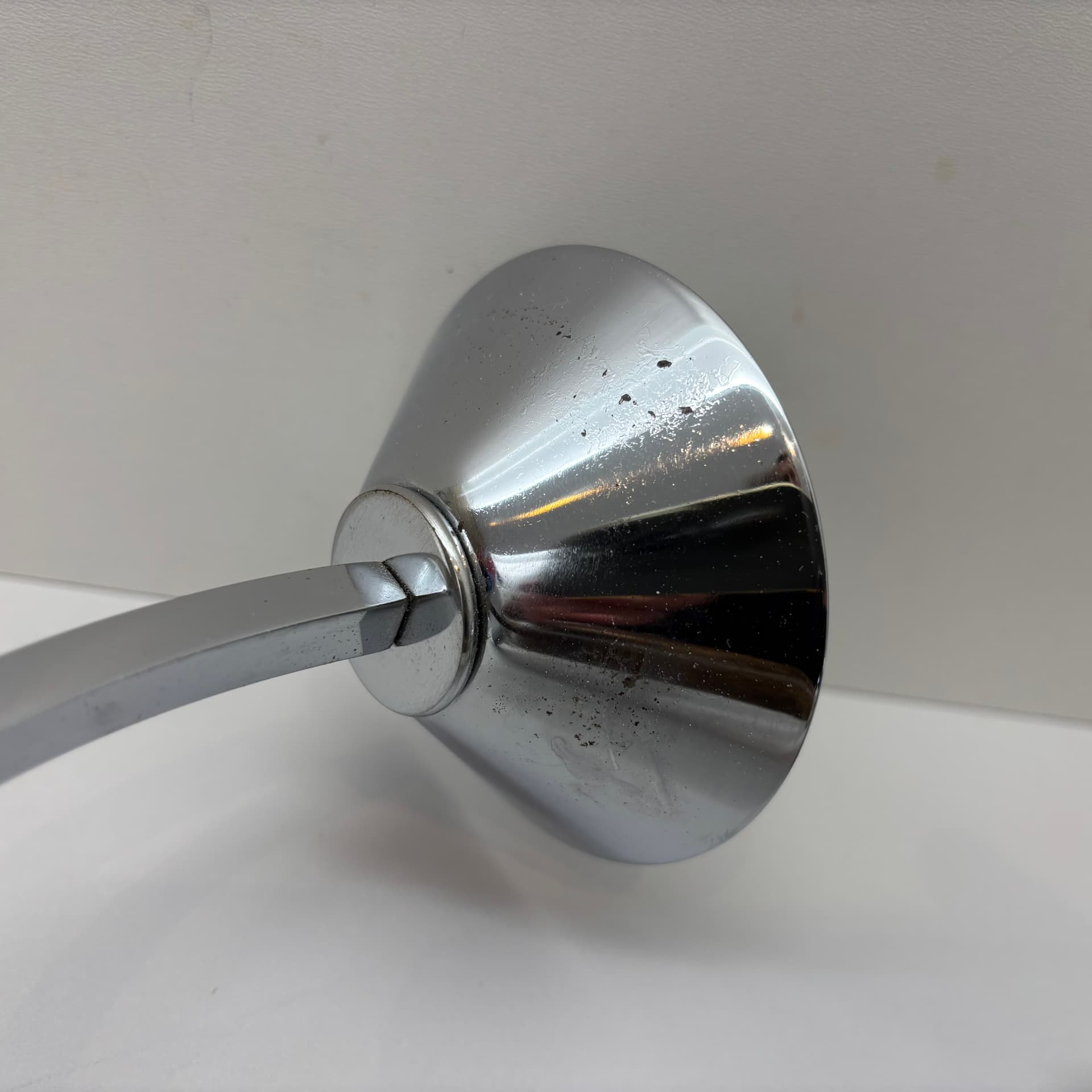 Świecznik Bauhaus, chromowana stal srebrna, drewno brązowe, Niemcy, lata 70. - 169434