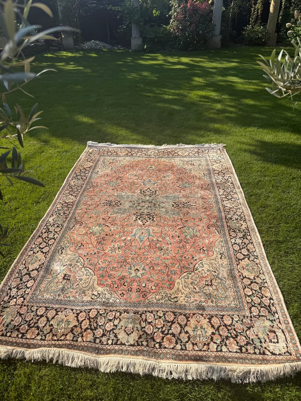 Dywan Ghoum, pomarańczowy, jedwab naturalny osnowa bawełna, Indie - 169465