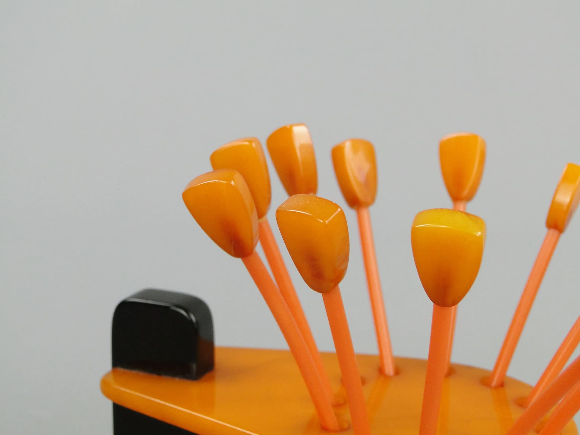 Appetizer pick set, multicolor bakelite, Poland, 1940s - 11186