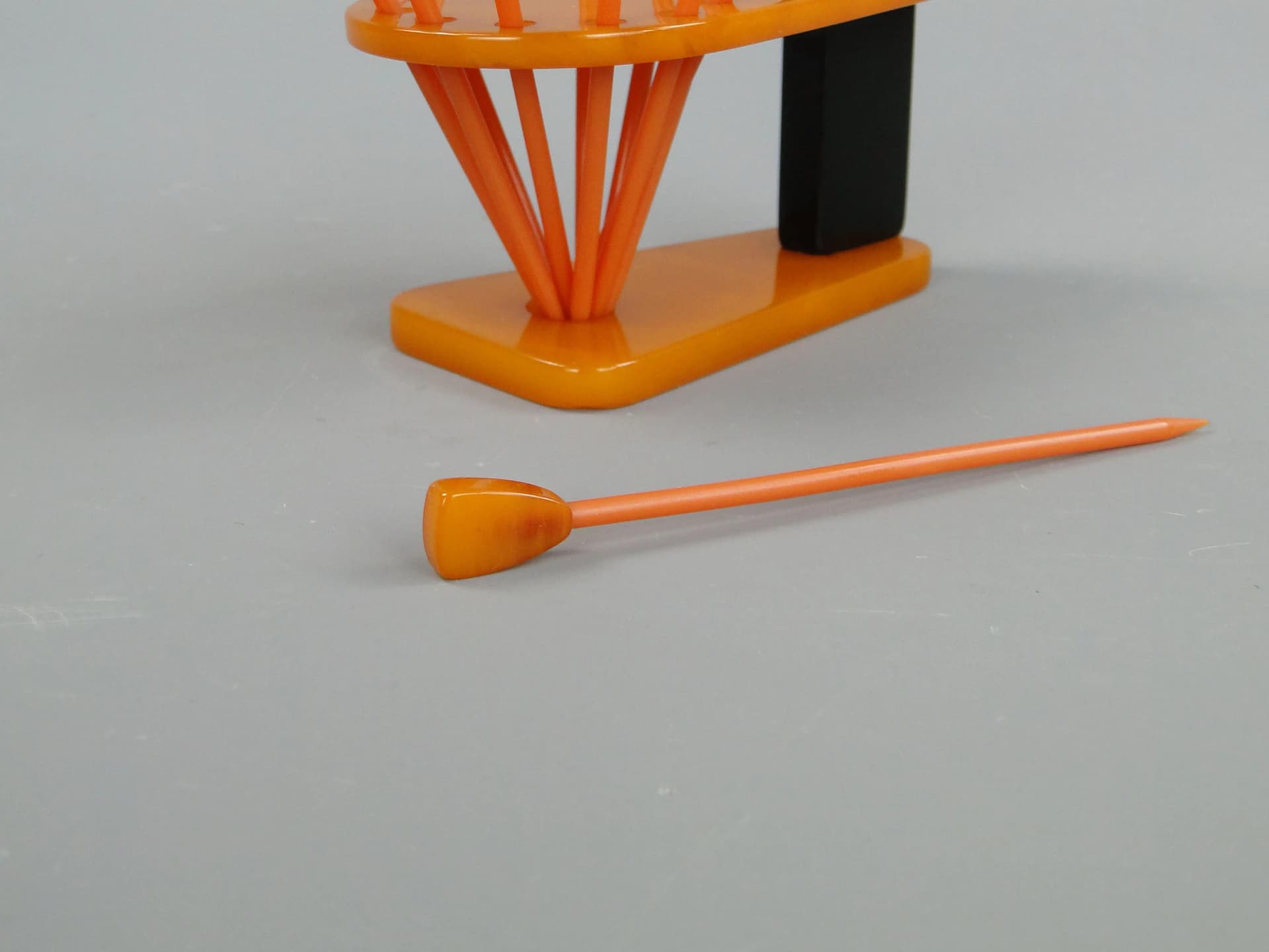 Appetizer pick set, multicolor bakelite, Poland, 1940s - 11192