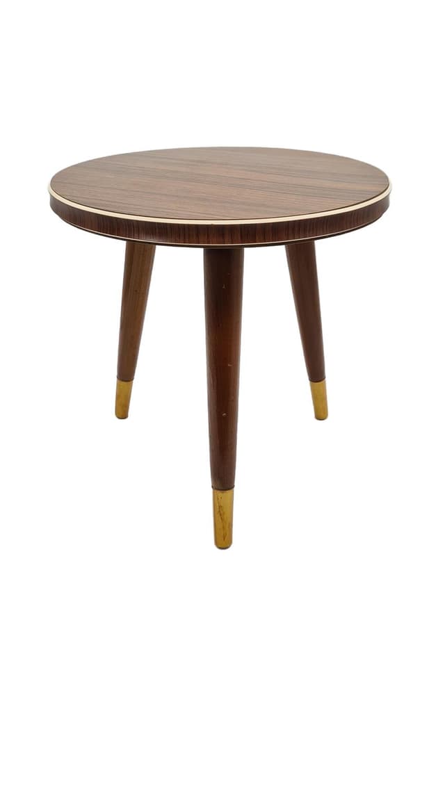 Stolik pomocniczy Rockabilly, brązowy beżowy, laminat drewno, Niemcy, lata 70. - WYMIARY