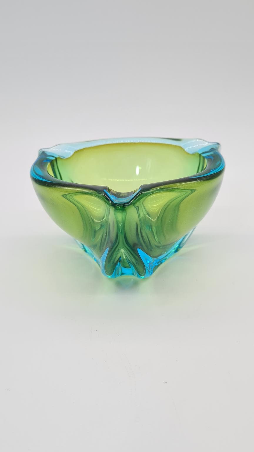 Ashtray Murano, green blue, glass, Italy, 1970s. - 169527