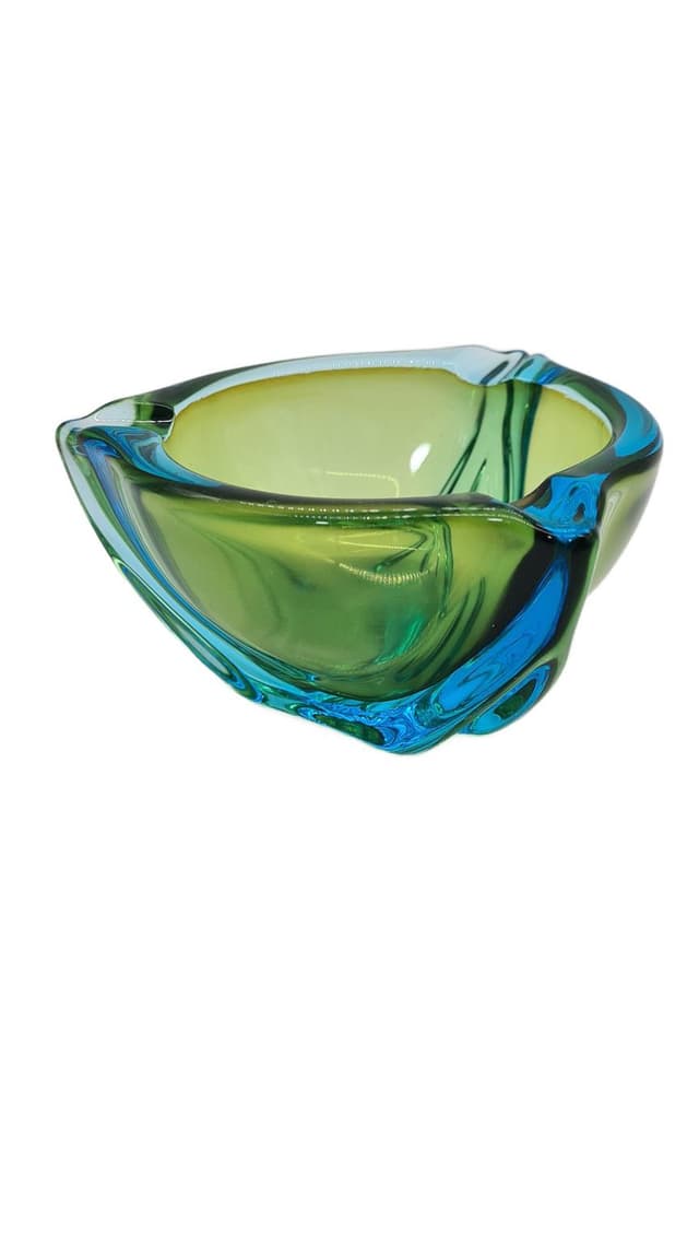 Ashtray Murano, green blue, glass, Italy, 1970s. - DIMENSION