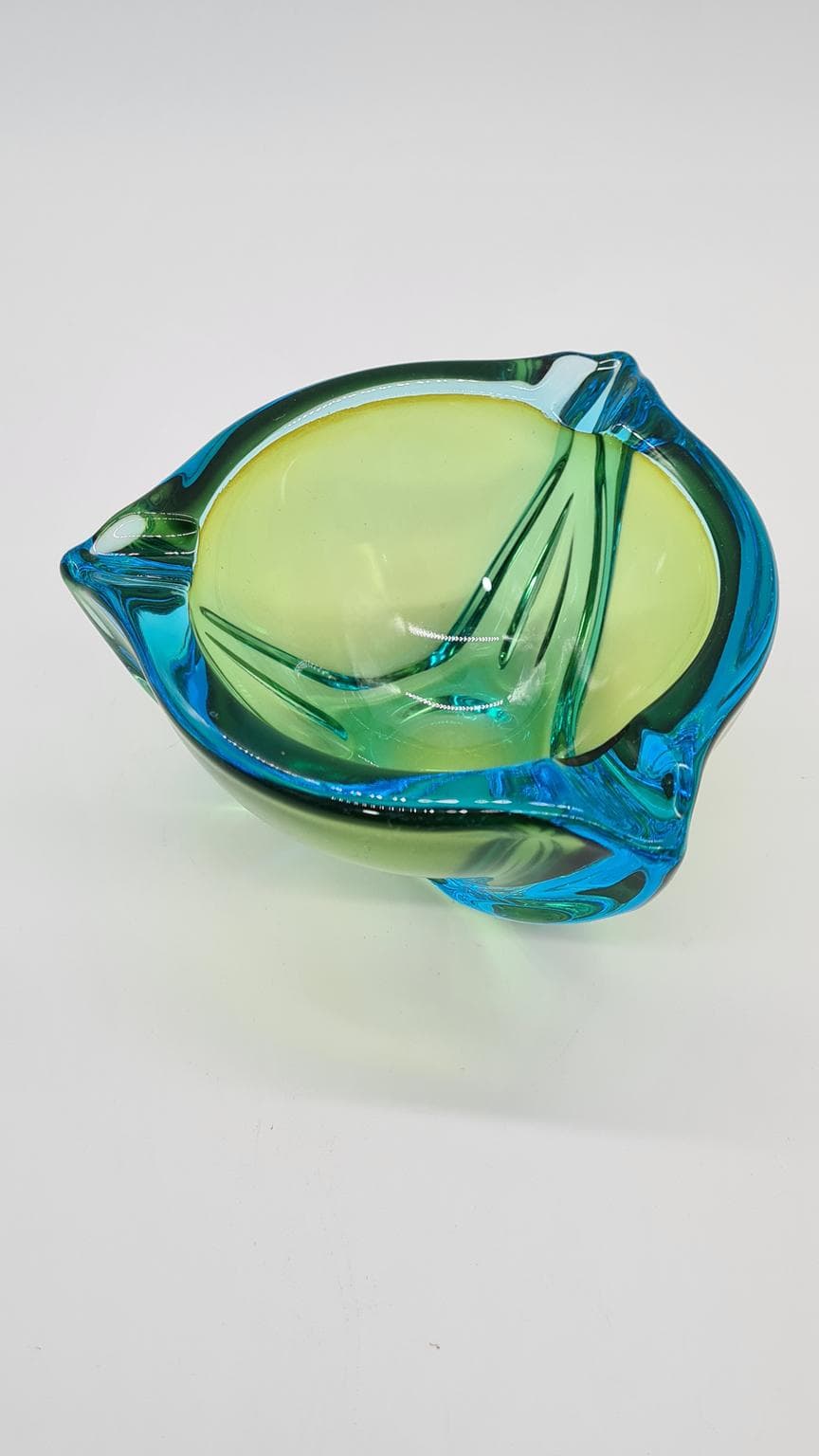 Ashtray Murano, green blue, glass, Italy, 1970s. - 169526