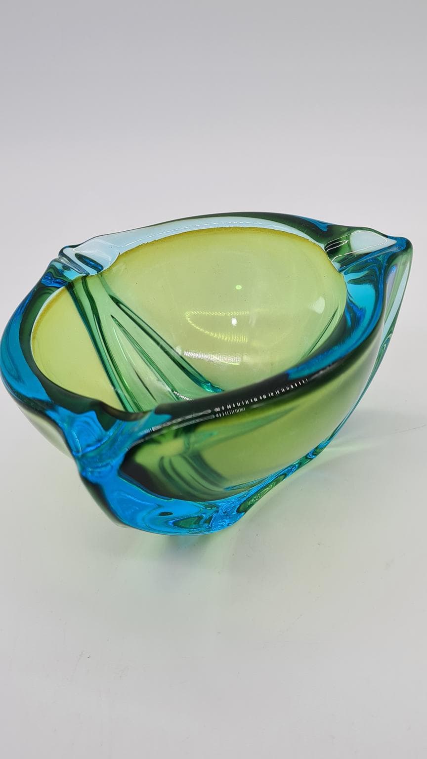 Ashtray Murano, green blue, glass, Italy, 1970s. - 169529