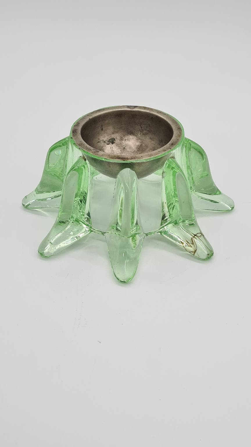 Popielniczka, zielone szkło, metal, Czechosłowacja, lata 60. - 169536