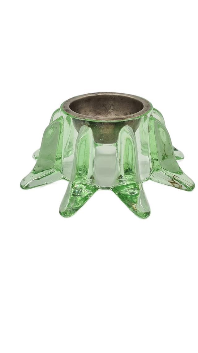 Popielniczka, zielone szkło, metal, Czechosłowacja, lata 60. - WYMIARY
