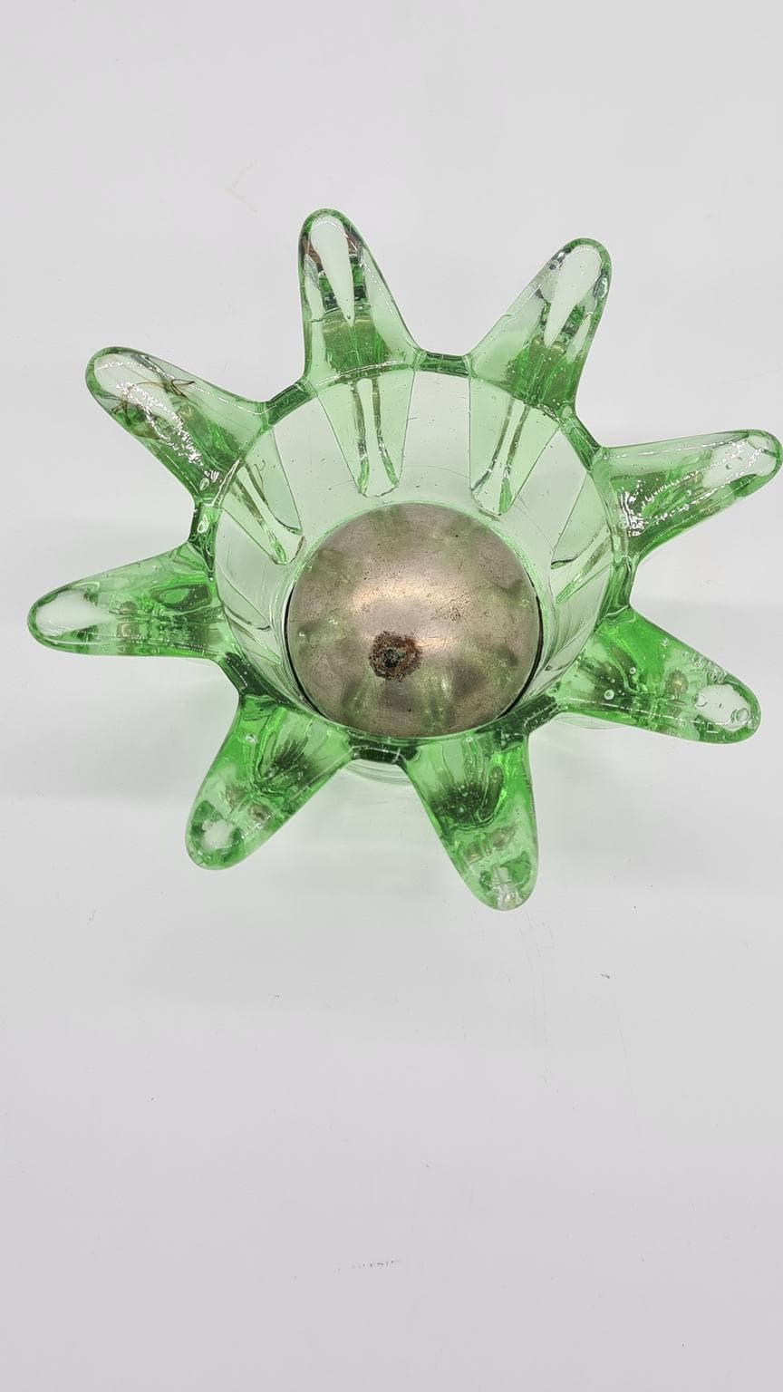 Popielniczka, zielone szkło, metal, Czechosłowacja, lata 60. - 169537