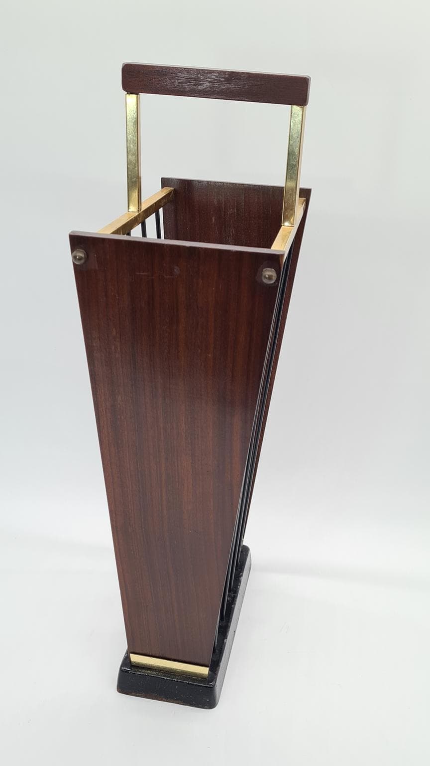 Stojak na parasole, tek ciemny, mosiądz, stal czarna, Niemcy, lata 60. - 169549