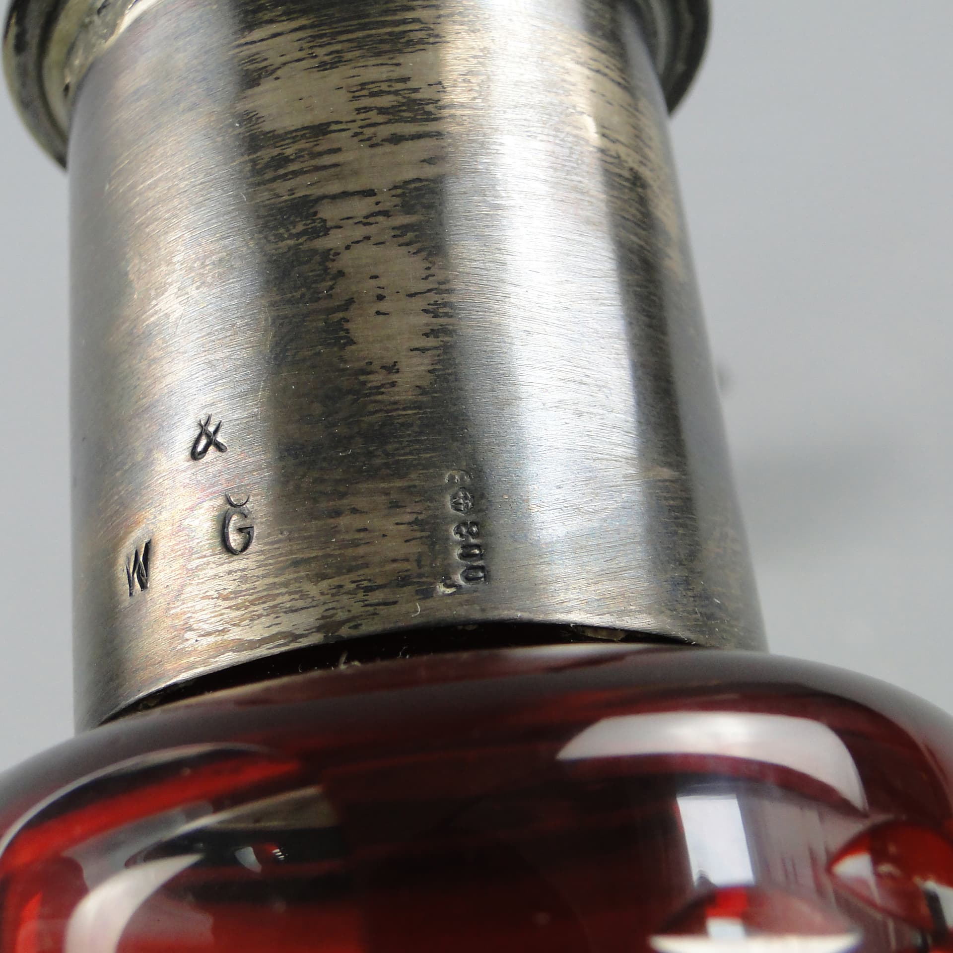 Karafka, szkło czerwony, srebro, Niemcy, XIX w. - 169622