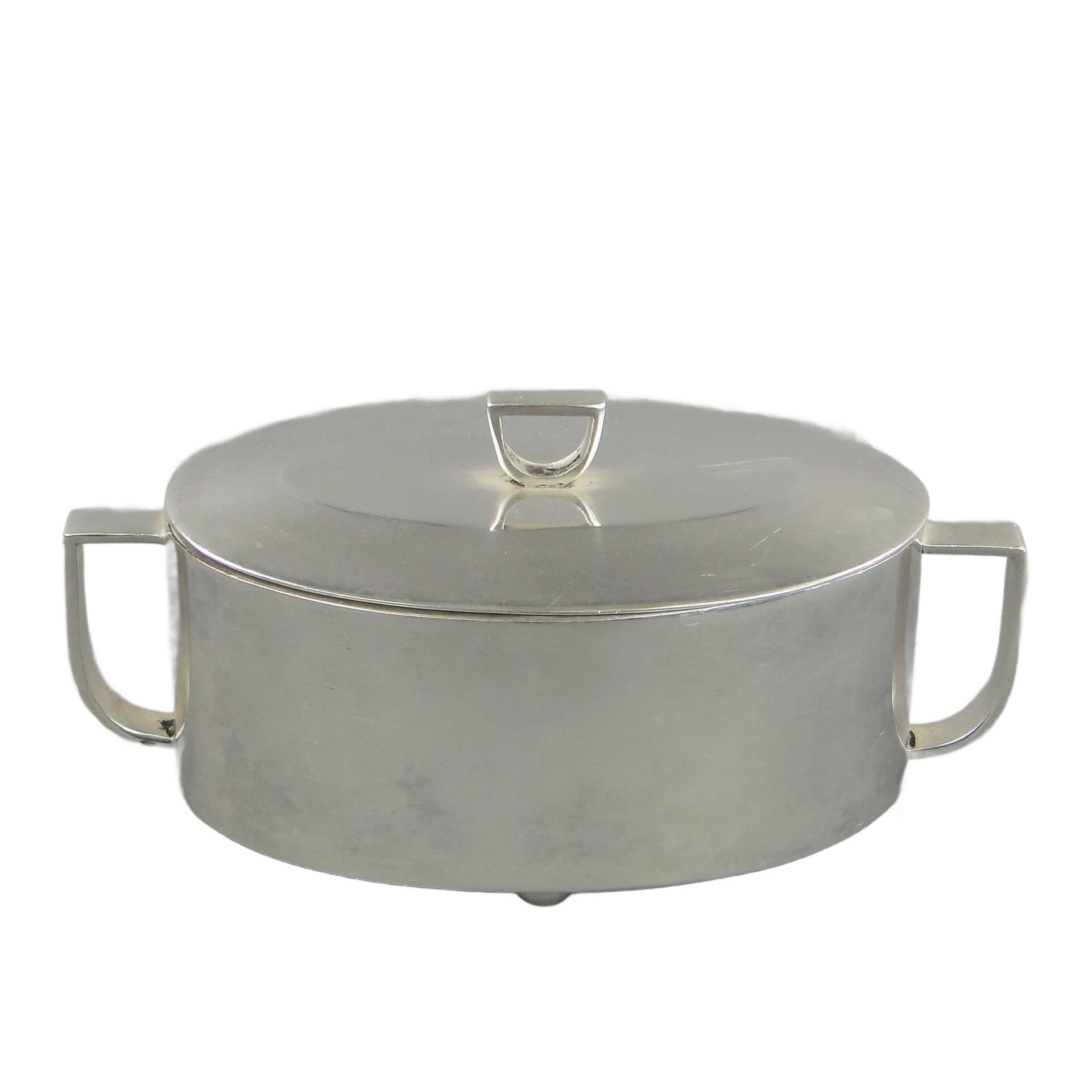 Cukiernica Art déco, srebrny, mosiądz, Polska, lata 50.