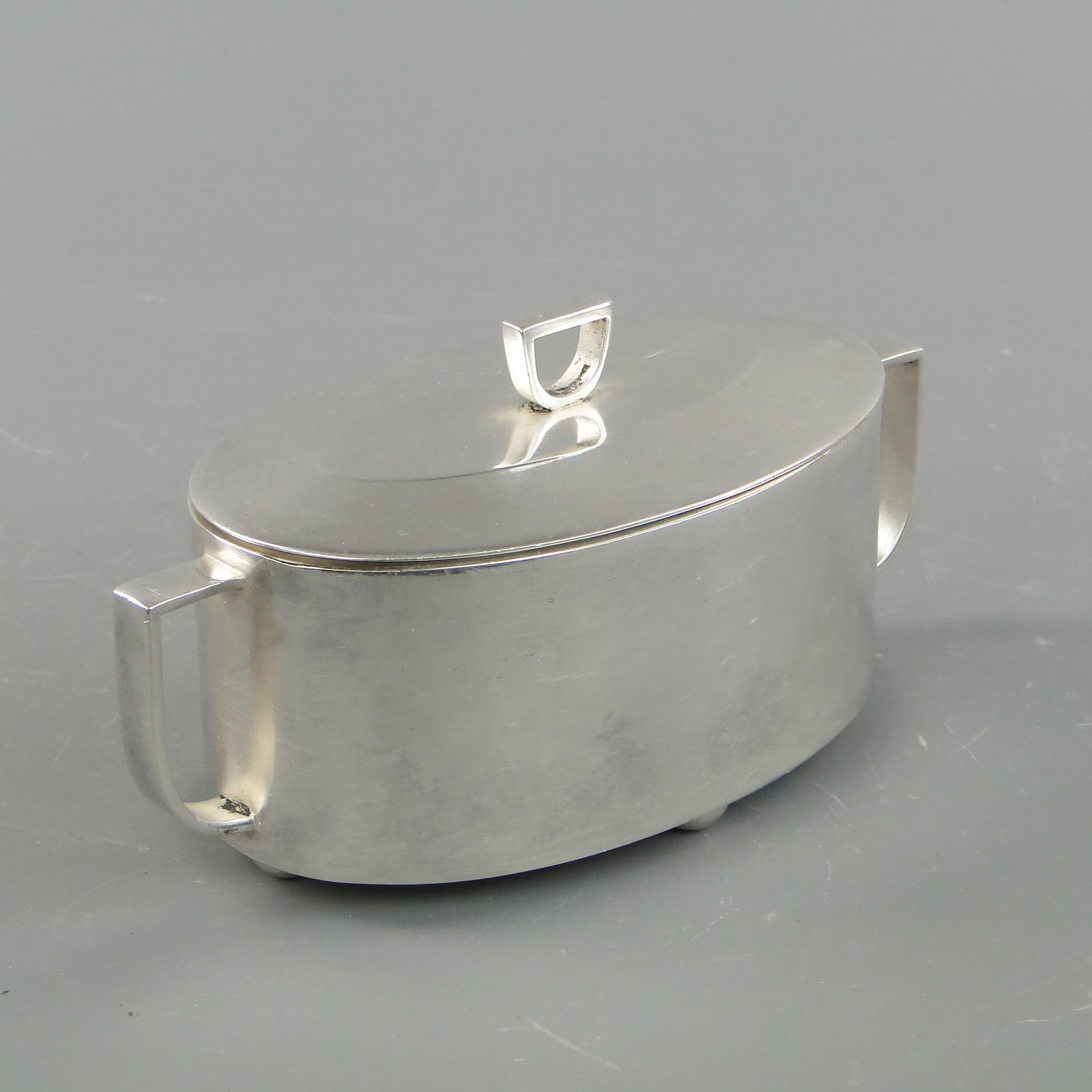 Cukiernica Art déco, srebrny, mosiądz, Polska, lata 50. - 169735