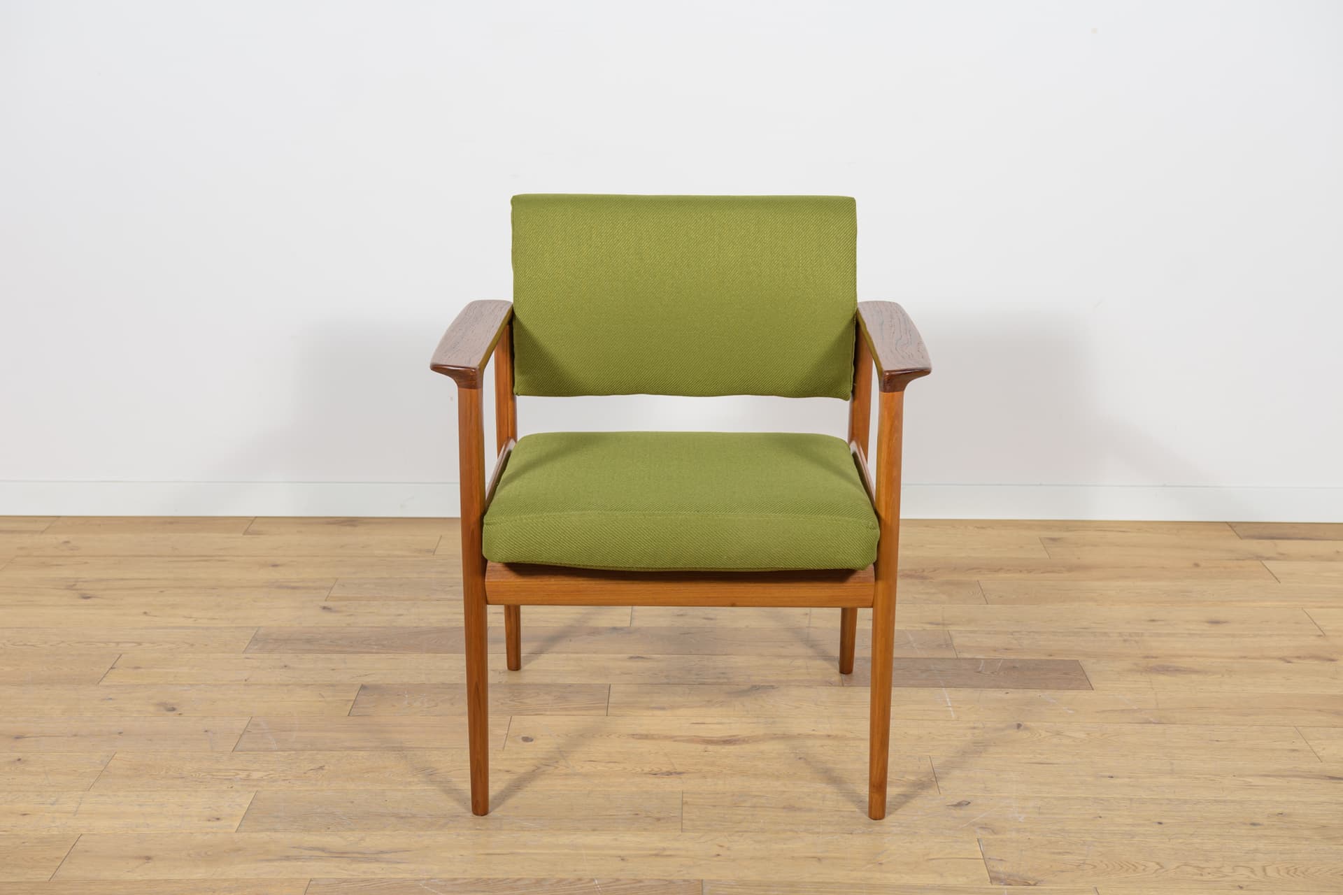 Fotel, tkanina zielona, teak, Dania, lata 60. - 169739