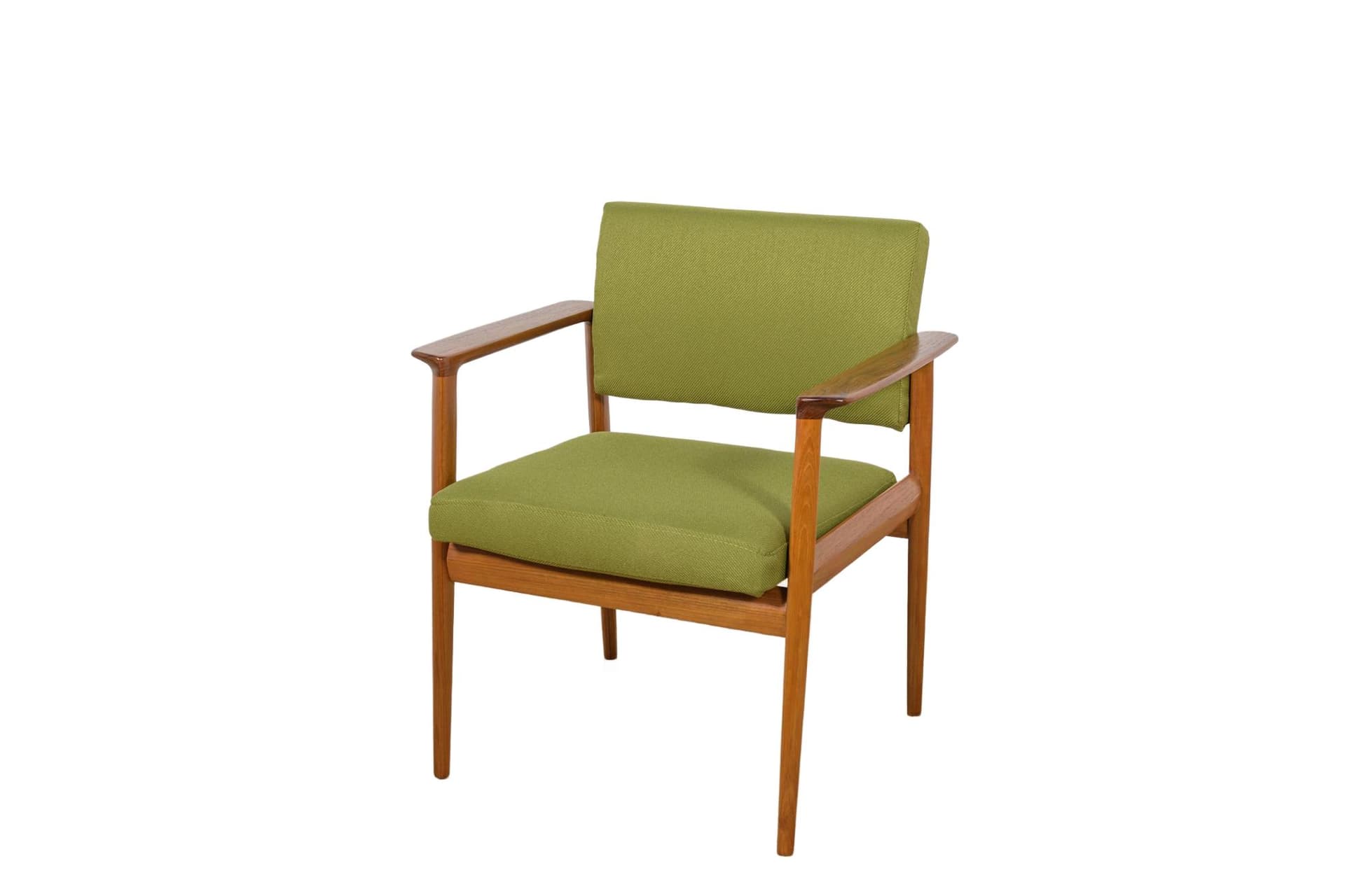 Fotel, tkanina zielona, teak, Dania, lata 60.