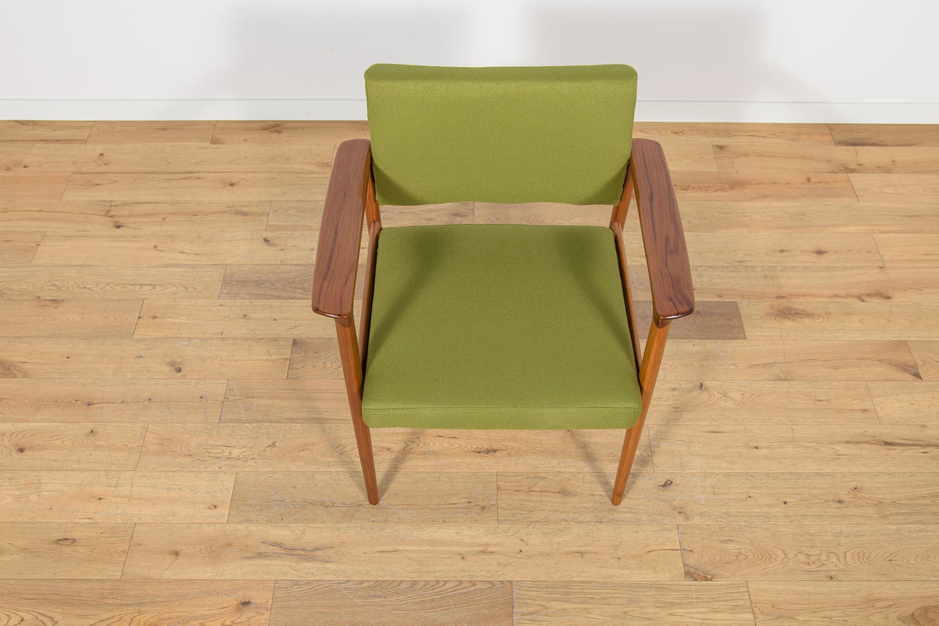 Fotel, tkanina zielona, teak, Dania, lata 60. - 169740