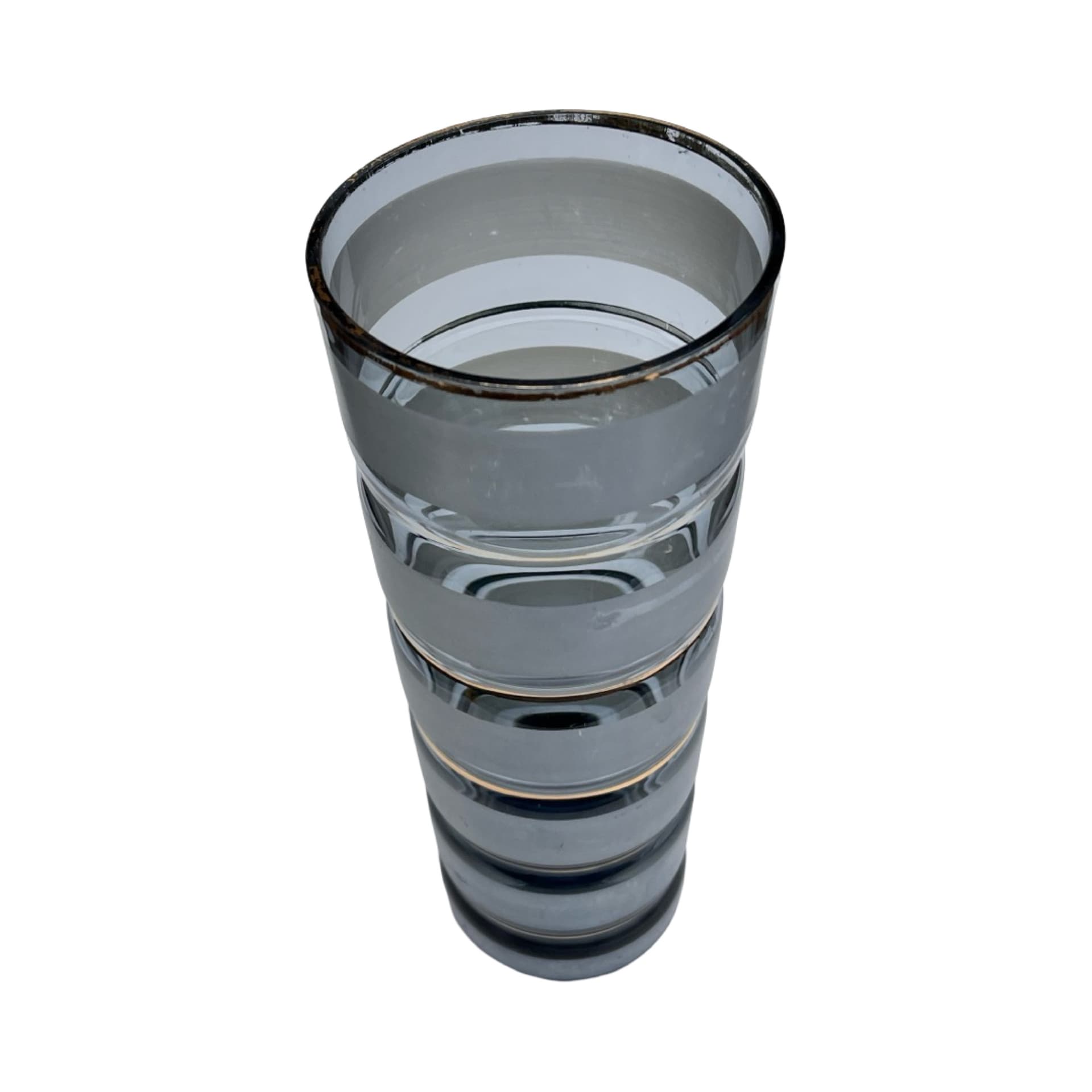 Cylindrical vase, grey glass gilt, Germany, 1970s. - 169768