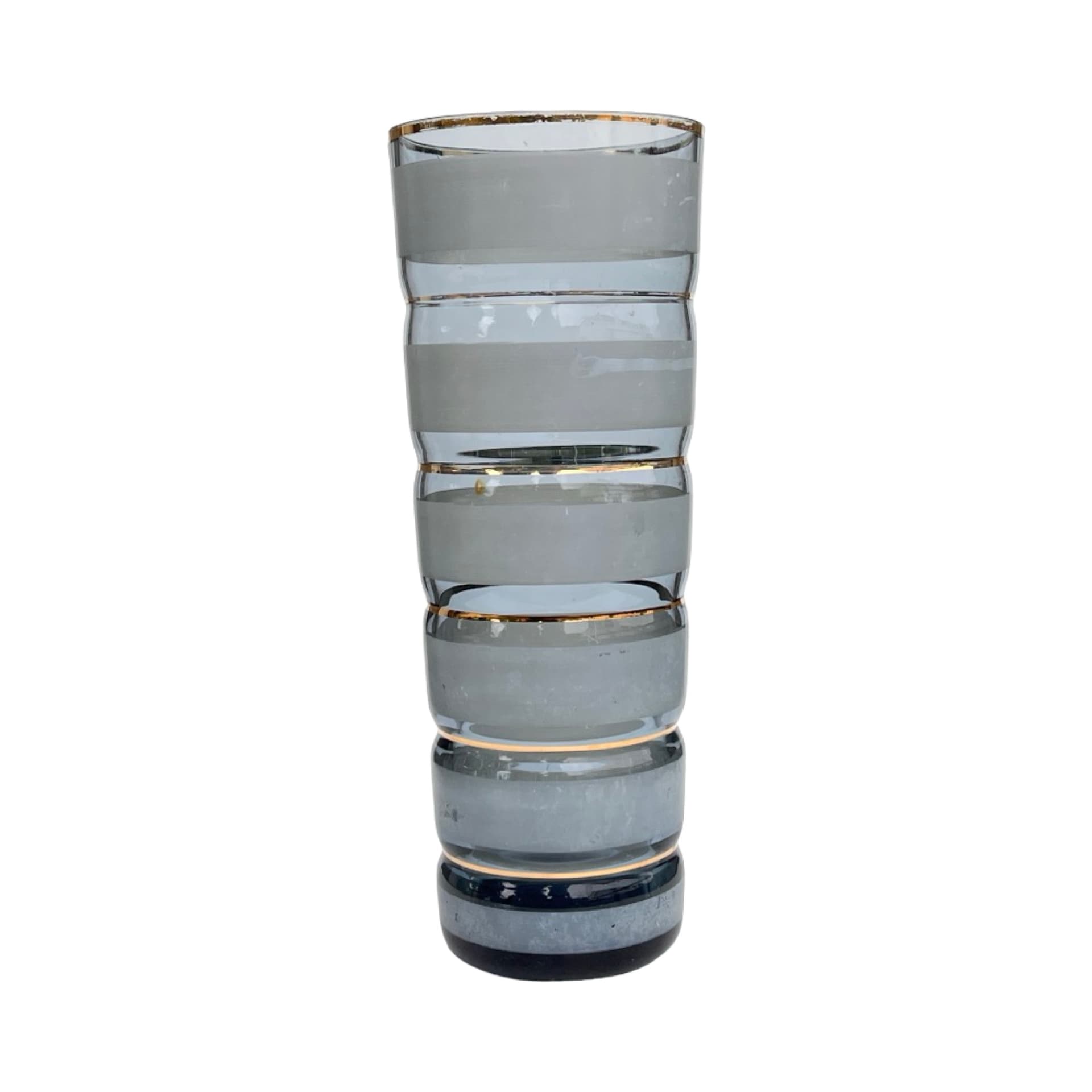 Cylindrical vase, grey glass gilt, Germany, 1970s. - 169765