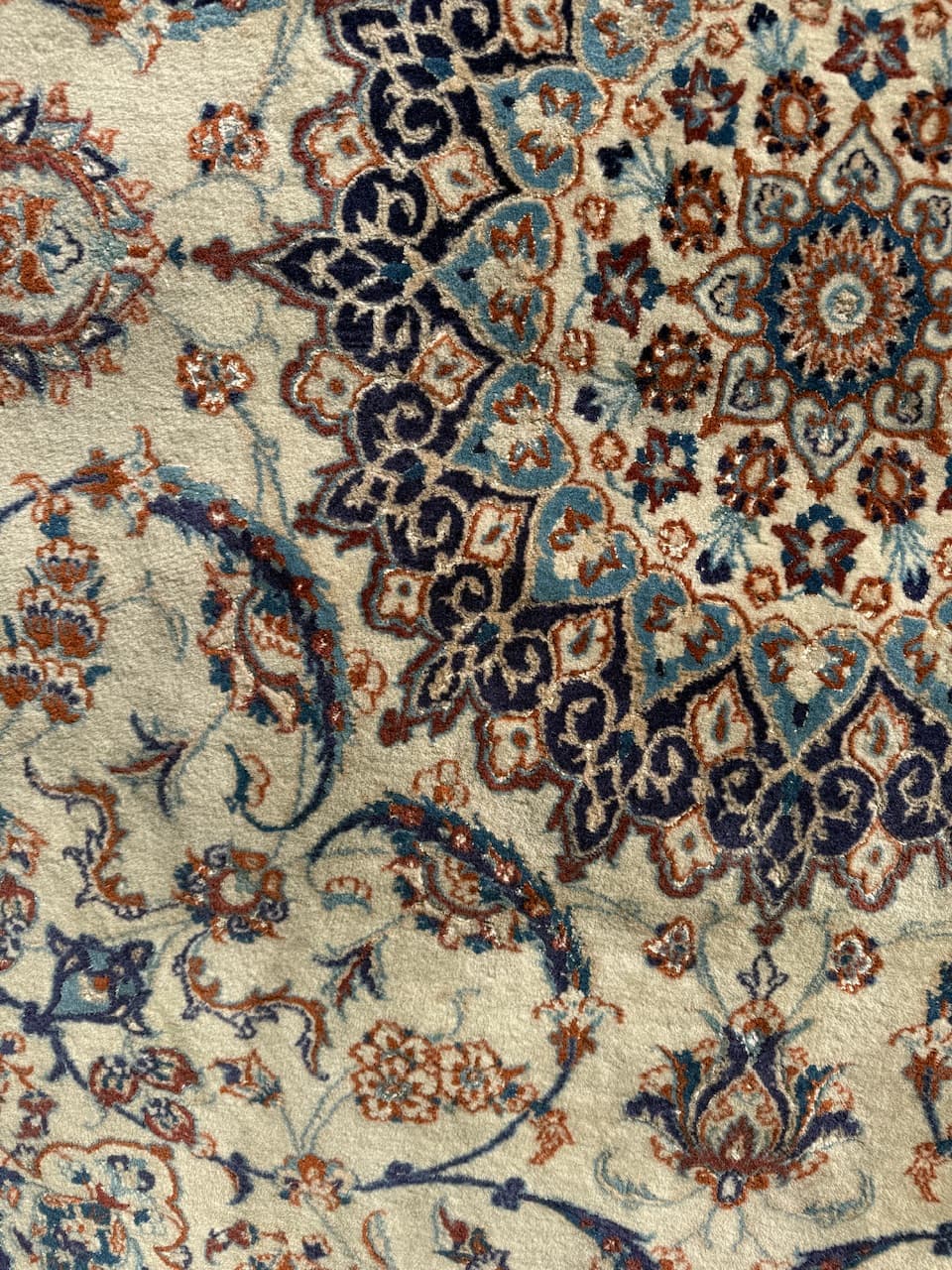 Dywan perski Nain 210x200 cm, ivory, wełna jedwab, Iran, lata 90. - 169896