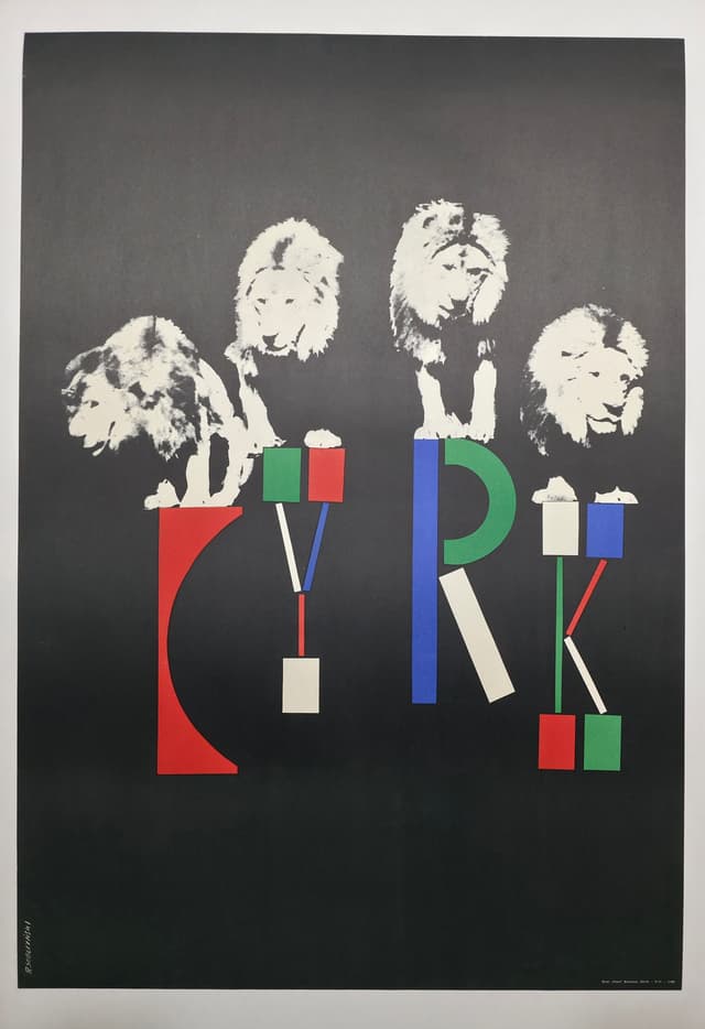 Cyrk lwy (Oryginalny plakat cyrkowy), aut. R. Sobczyński, 1965 - WYMIARY