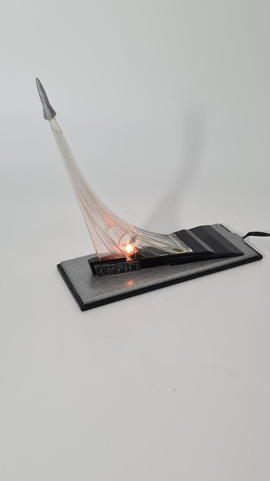 Bedside lamp Space Age, silver, plastic, USSR, 1970s. - 170101
